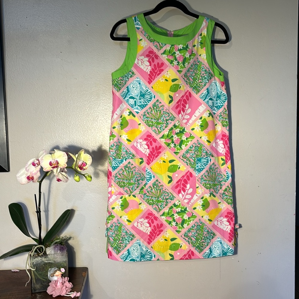 Lilly Pulitzer Vintage Pink Tile Patchwork Dress size 8 great shape colorful - Picture 6 of 10